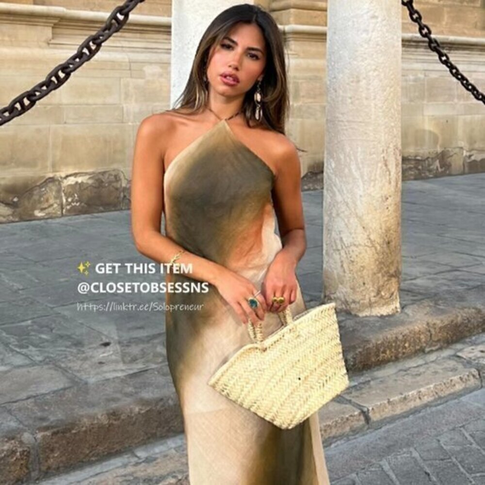 Zara Olive Gradient Halter Mini Dress